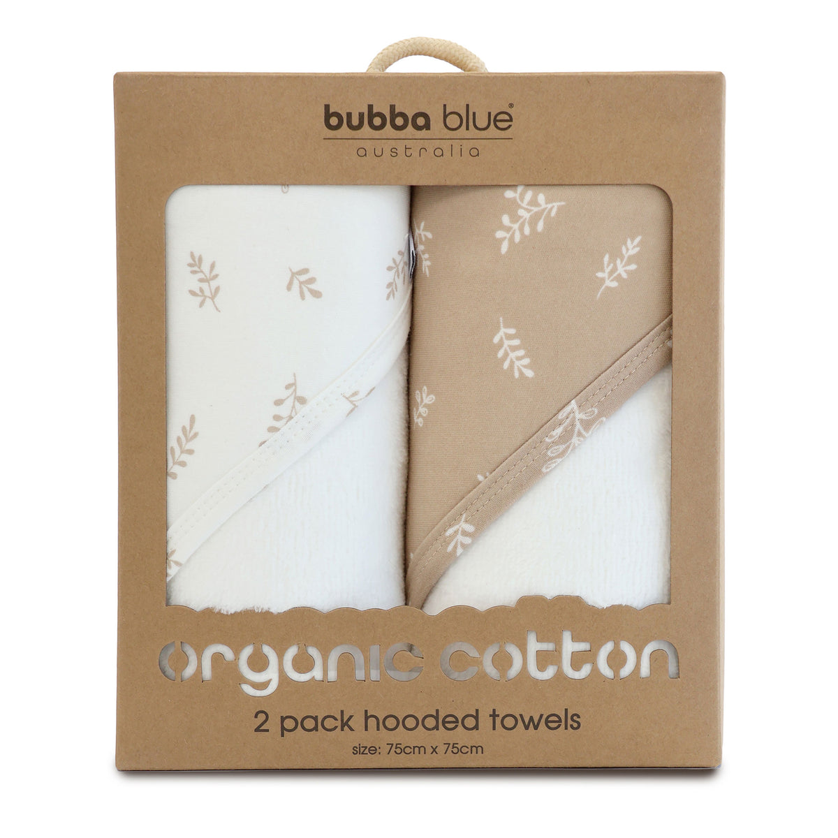 Organic Cotton 2pk Hooded Towels - Chestnut - Bubba Blue Australia