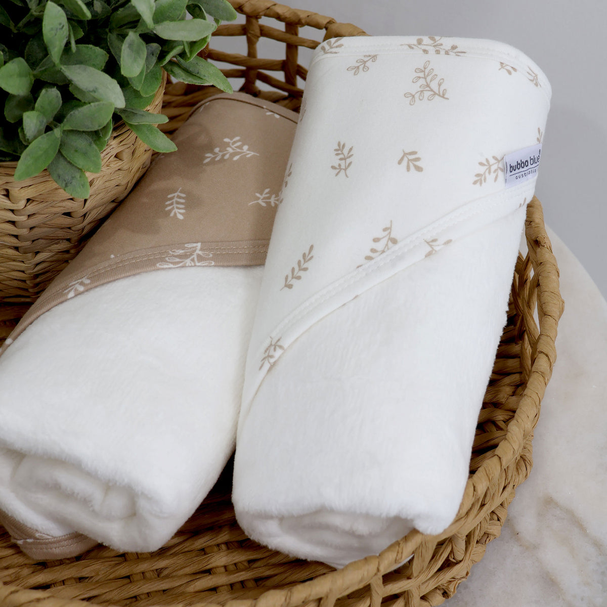 Organic Cotton 2pk Hooded Towels - Chestnut - Bubba Blue Australia