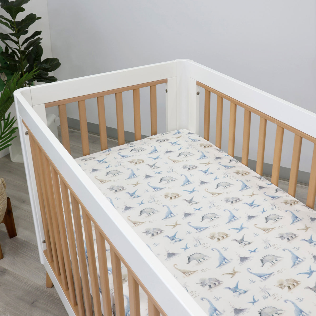 Jurassic Bamboo 2pk Jersey Cot Fitted Sheets - Bubba Blue Australia