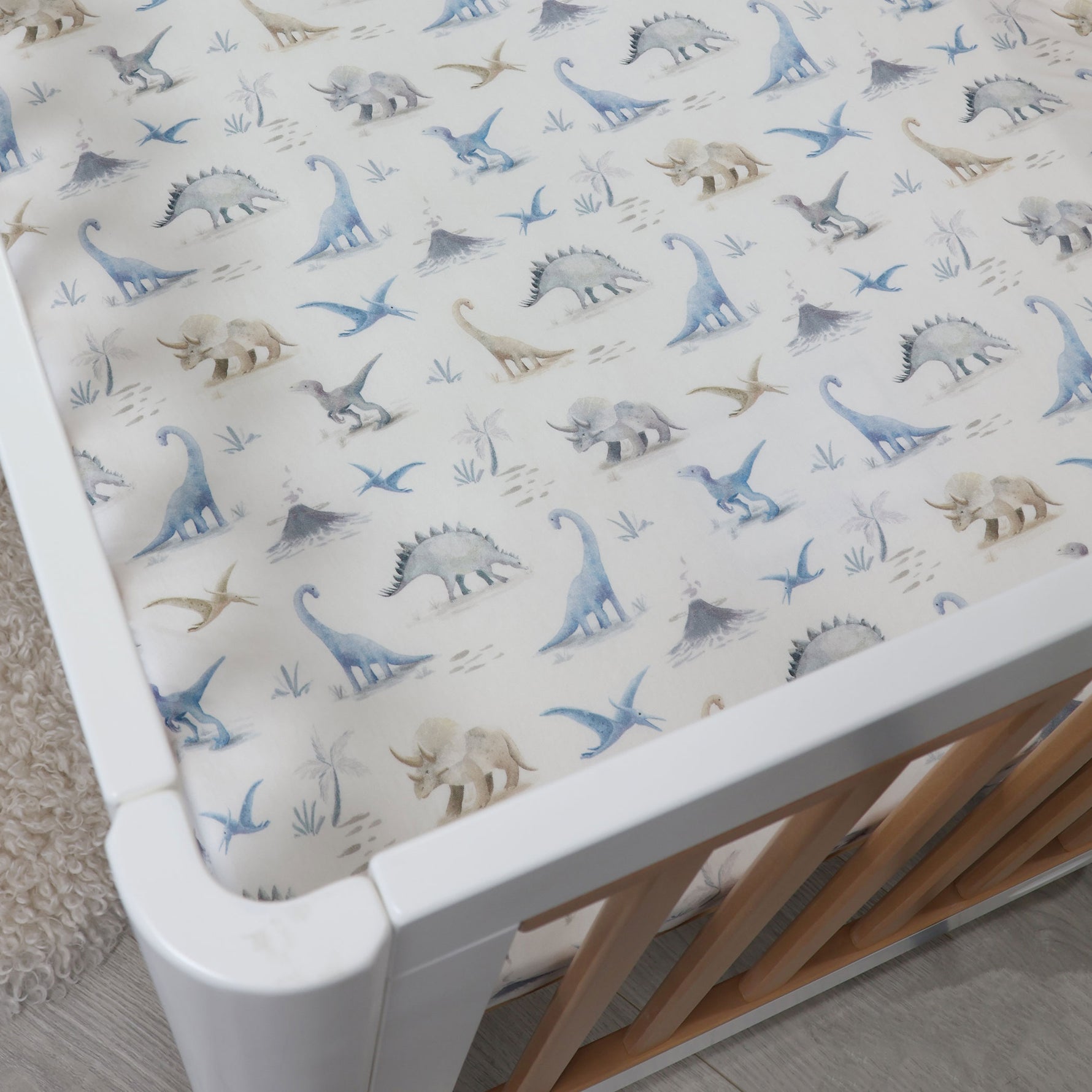 Jurassic Bamboo 2pk Jersey Cot Fitted Sheets - Bubba Blue Australia
