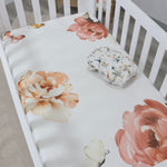 Peonies Bamboo 2pk Jersey Cot Fitted Sheets - Bubba Blue Australia