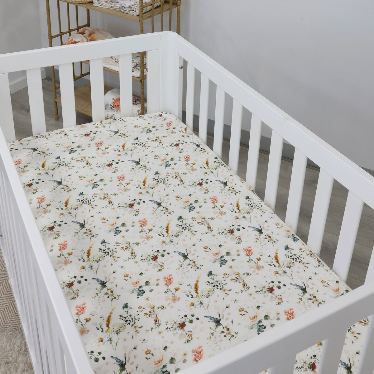 Peonies Bamboo 2pk Jersey Cot Fitted Sheets - Bubba Blue Australia