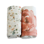 Peonies Bamboo 2pk Jersey Cot Fitted Sheets - Bubba Blue Australia
