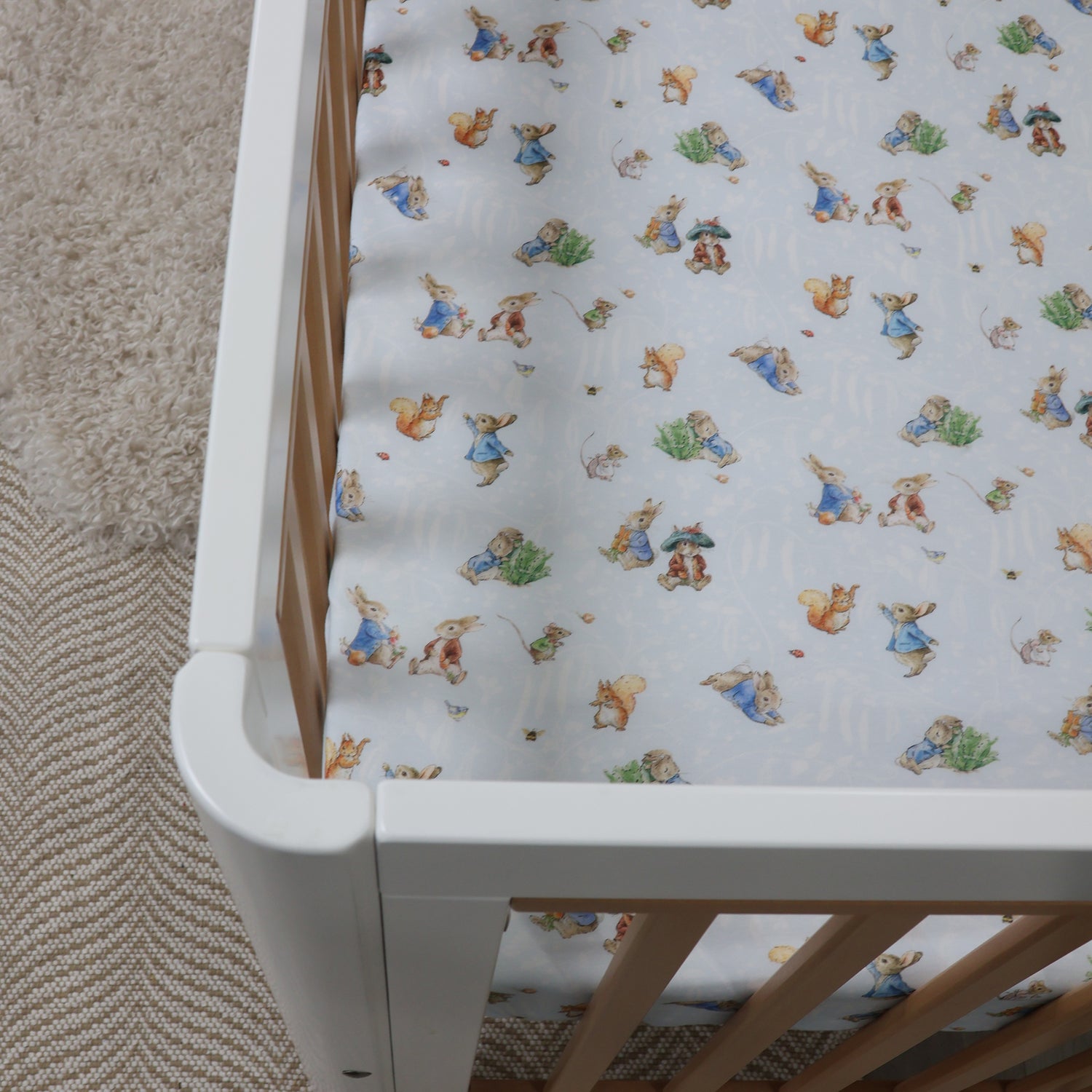 Peter Rabbit & Benjamin Bunny Cot Fitted Sheet - Bubba Blue Australia