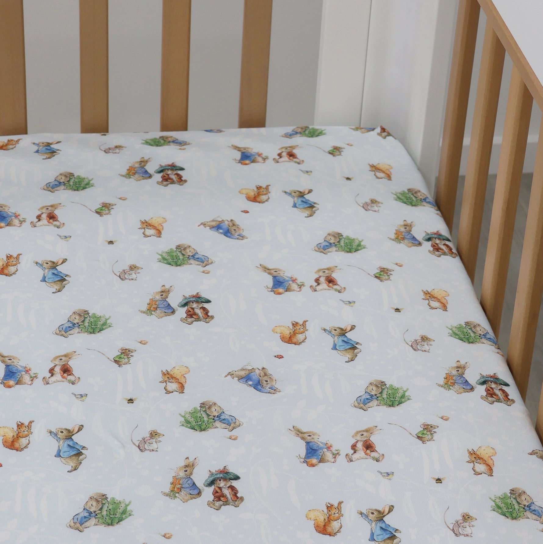 Peter Rabbit & Benjamin Bunny Cot Fitted Sheet - Bubba Blue Australia