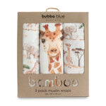 Adventure Bamboo 3pk Muslin Wraps - Bubba Blue Australia