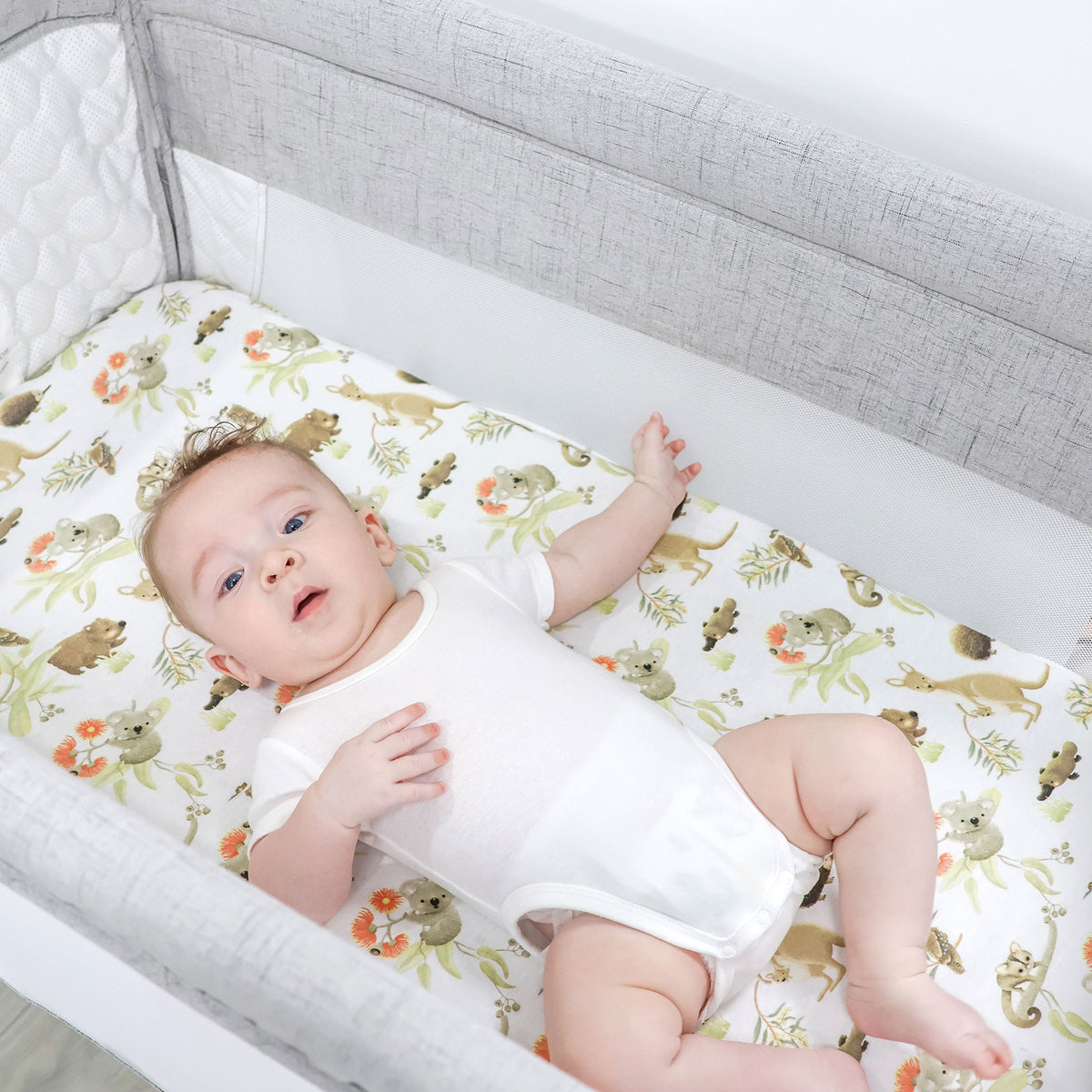 Aussie Animals Co Sleeper/Bedside Sleeper Jersey Fitted Sheet - Bubba Blue Australia
