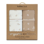Organic Cotton 2pk Jersey Swaddle Wraps - Chestnut - Bubba Blue Australia