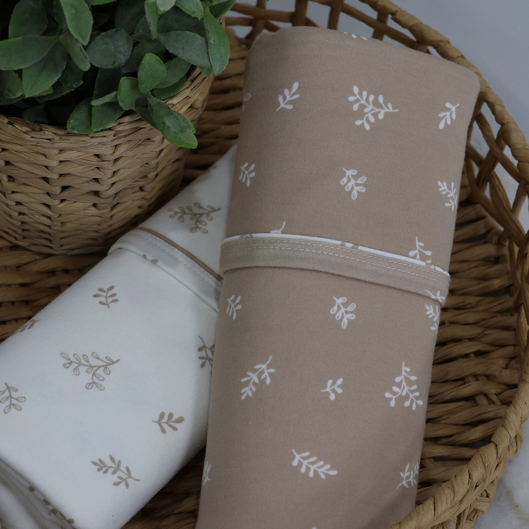 Organic Cotton 2pk Jersey Swaddle Wraps - Chestnut - Bubba Blue Australia