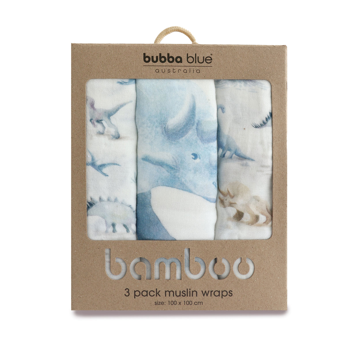 Jurassic Bamboo 3pk Muslin Wraps - Bubba Blue Australia