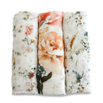 Peonies Bamboo 3pk Muslin Wraps - Bubba Blue Australia