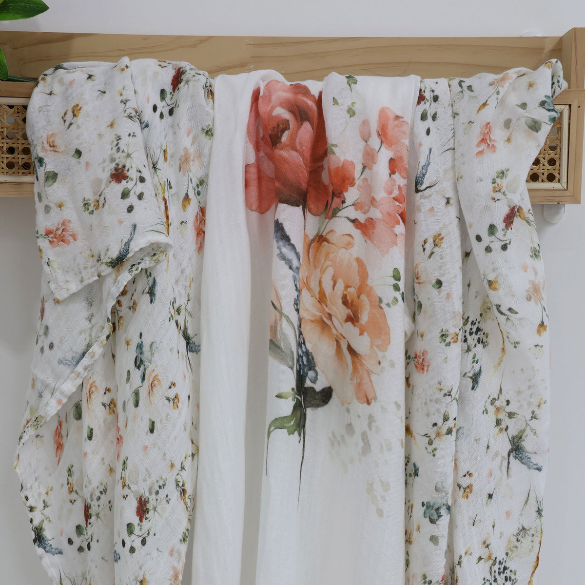 Peonies Bamboo 3pk Muslin Wraps - Bubba Blue Australia