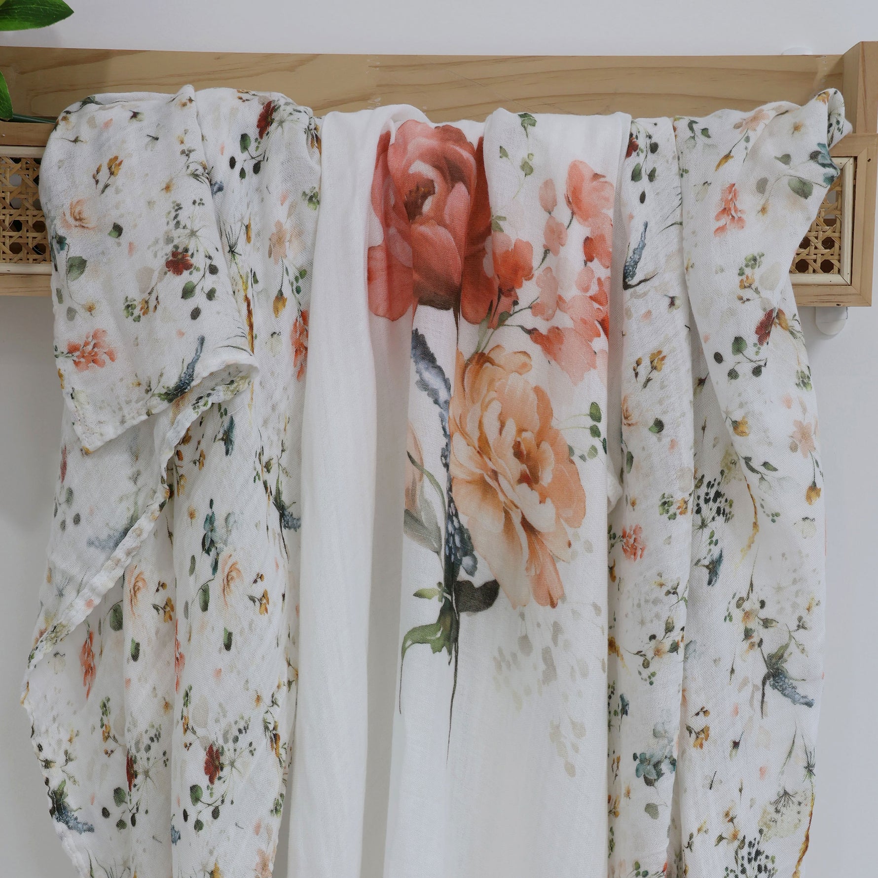 Peonies Bamboo 3pk Muslin Wraps - Bubba Blue Australia
