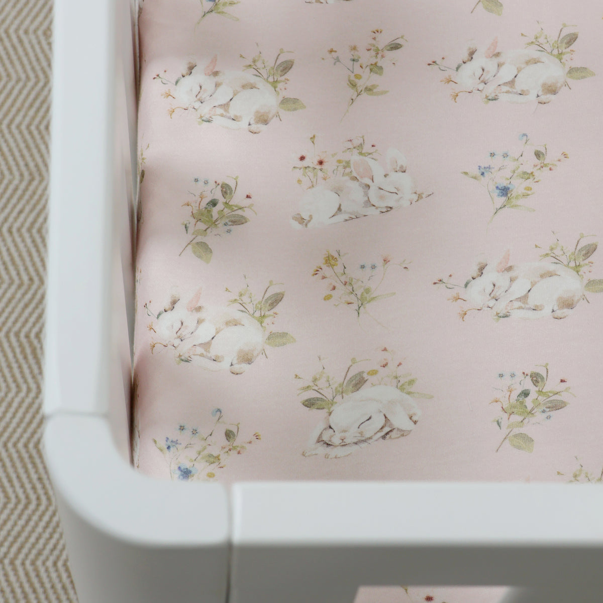 Sleeping Bunny Jersey Cot Fitted Sheet - Bubba Blue Australia