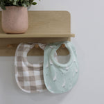 Provincial 2pk Dribble Bibs Olive/Taupe - Bubba Blue Australia