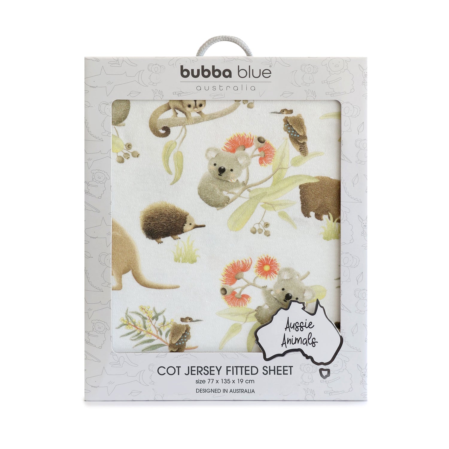 Aussie Animals Jersey Cot Fitted Sheet - Bubba Blue Australia