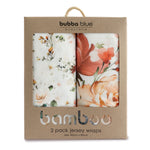 Peonies Bamboo 2pk Jersey Wraps - Bubba Blue Australia