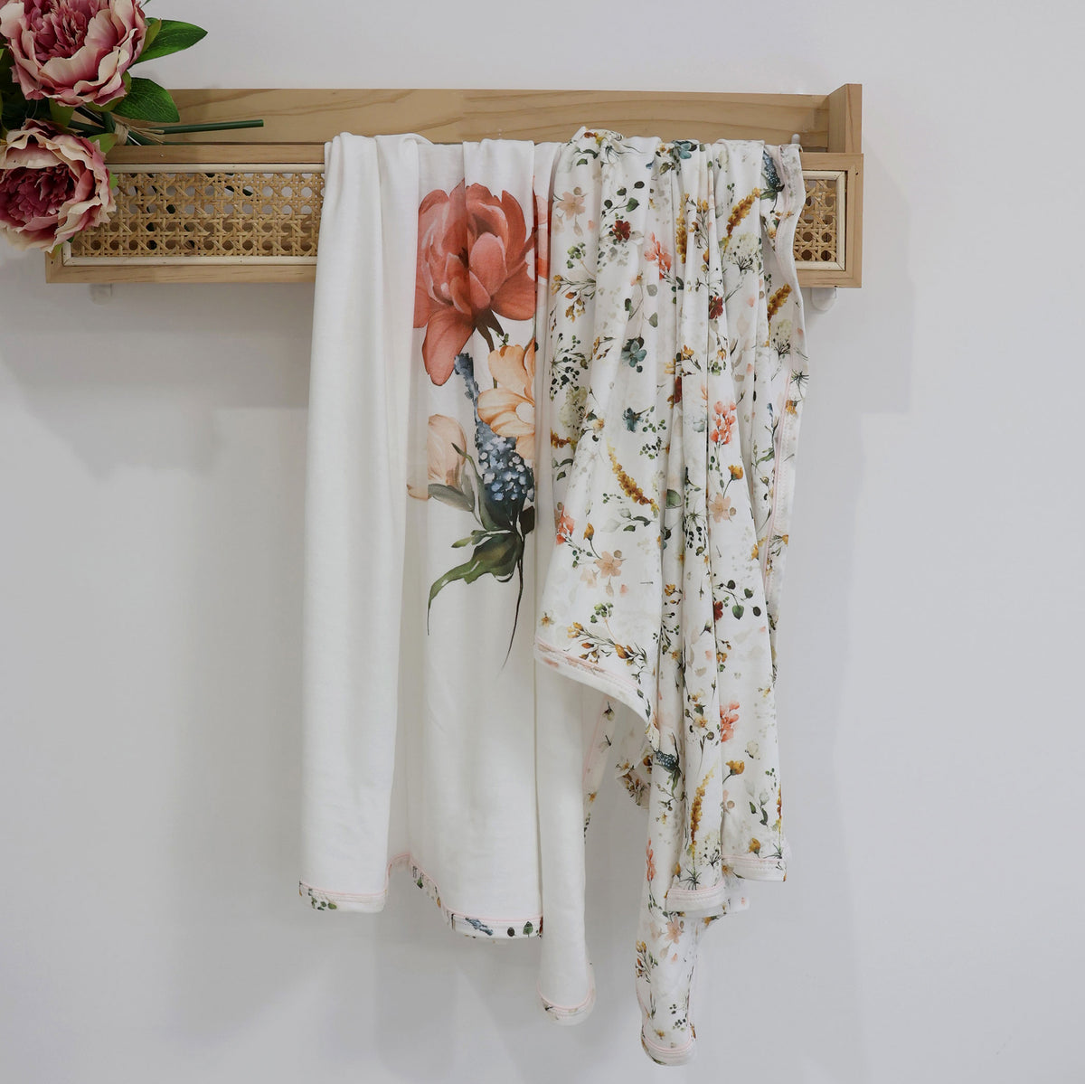 Peonies Bamboo 2pk Jersey Wraps - Bubba Blue Australia