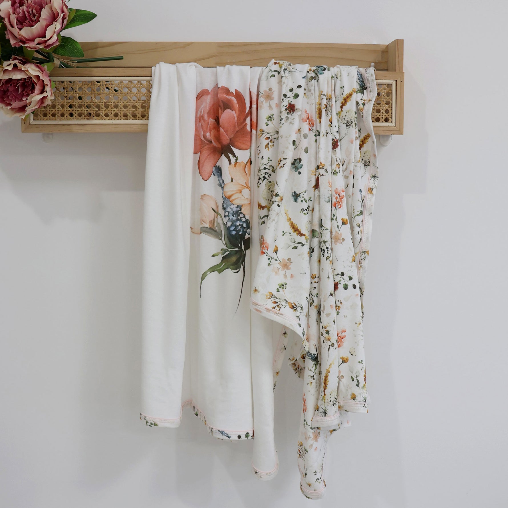 Peonies Bamboo 2pk Jersey Wraps - Bubba Blue Australia