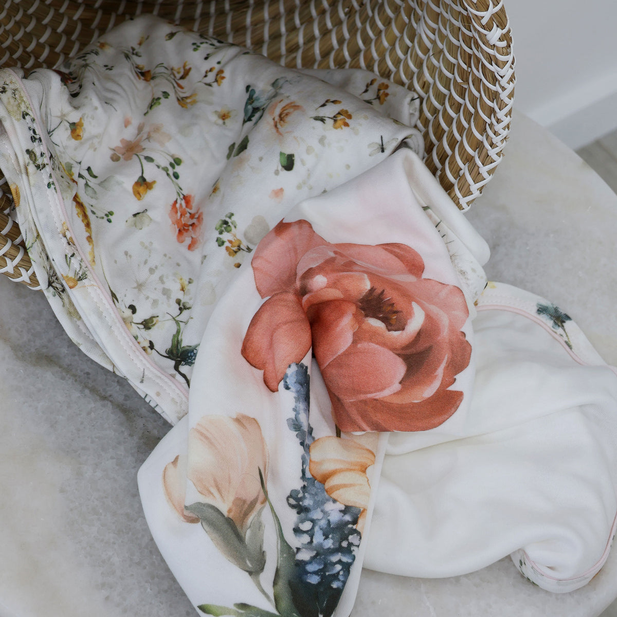 Peonies Bamboo 2pk Jersey Wraps - Bubba Blue Australia