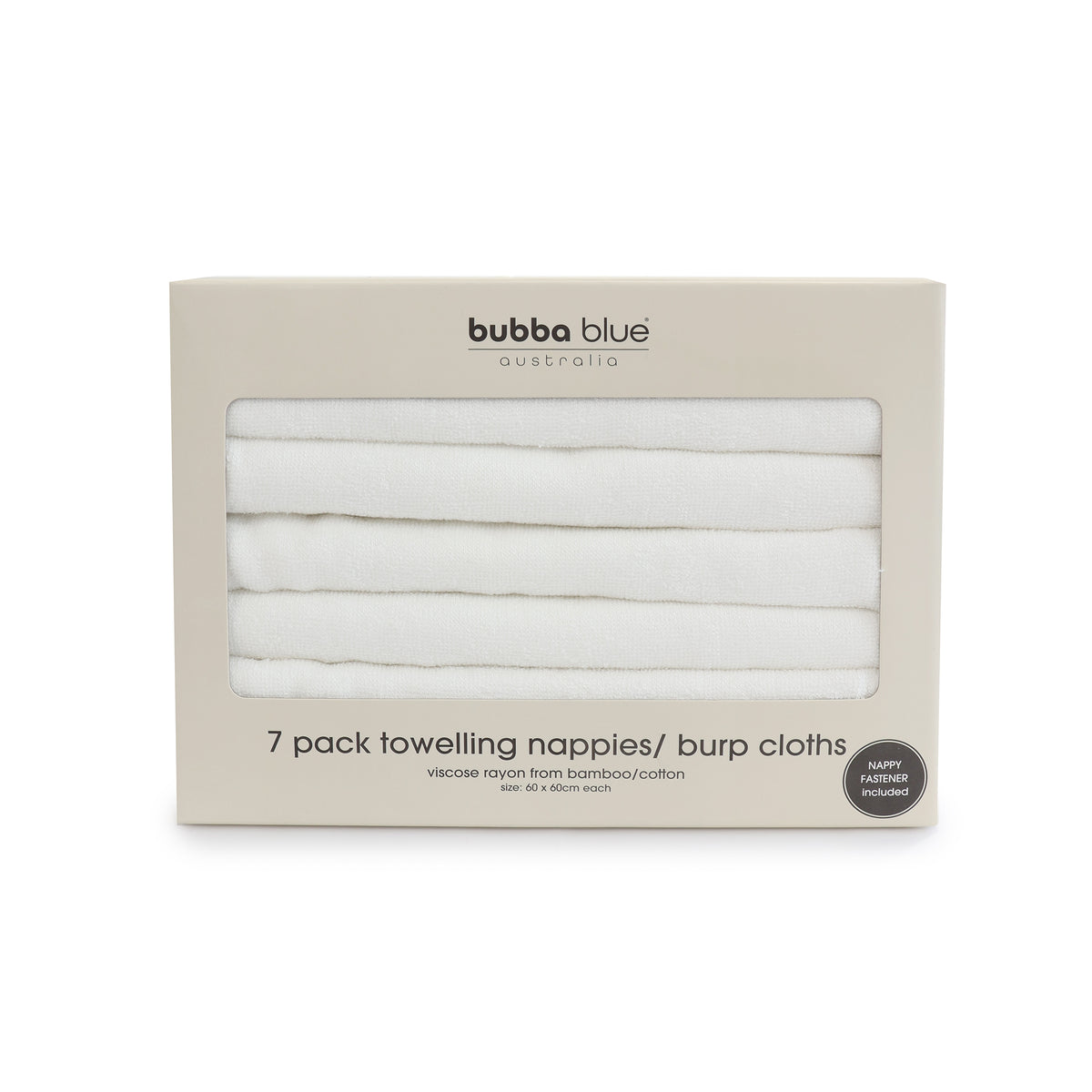 7 Pack Towelling Nappies / Burp Cloths - Bubba Blue Australia