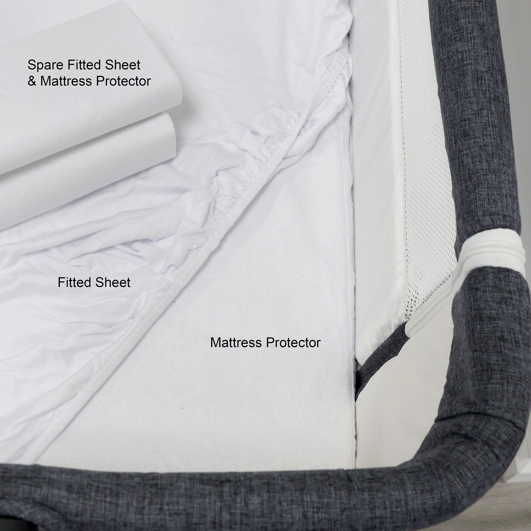 Bamboo White Co Sleeper/Bedside Sleeper 2x Fitted Sheet & 2x Mattress Protector Bundle - Bubba Blue Australia