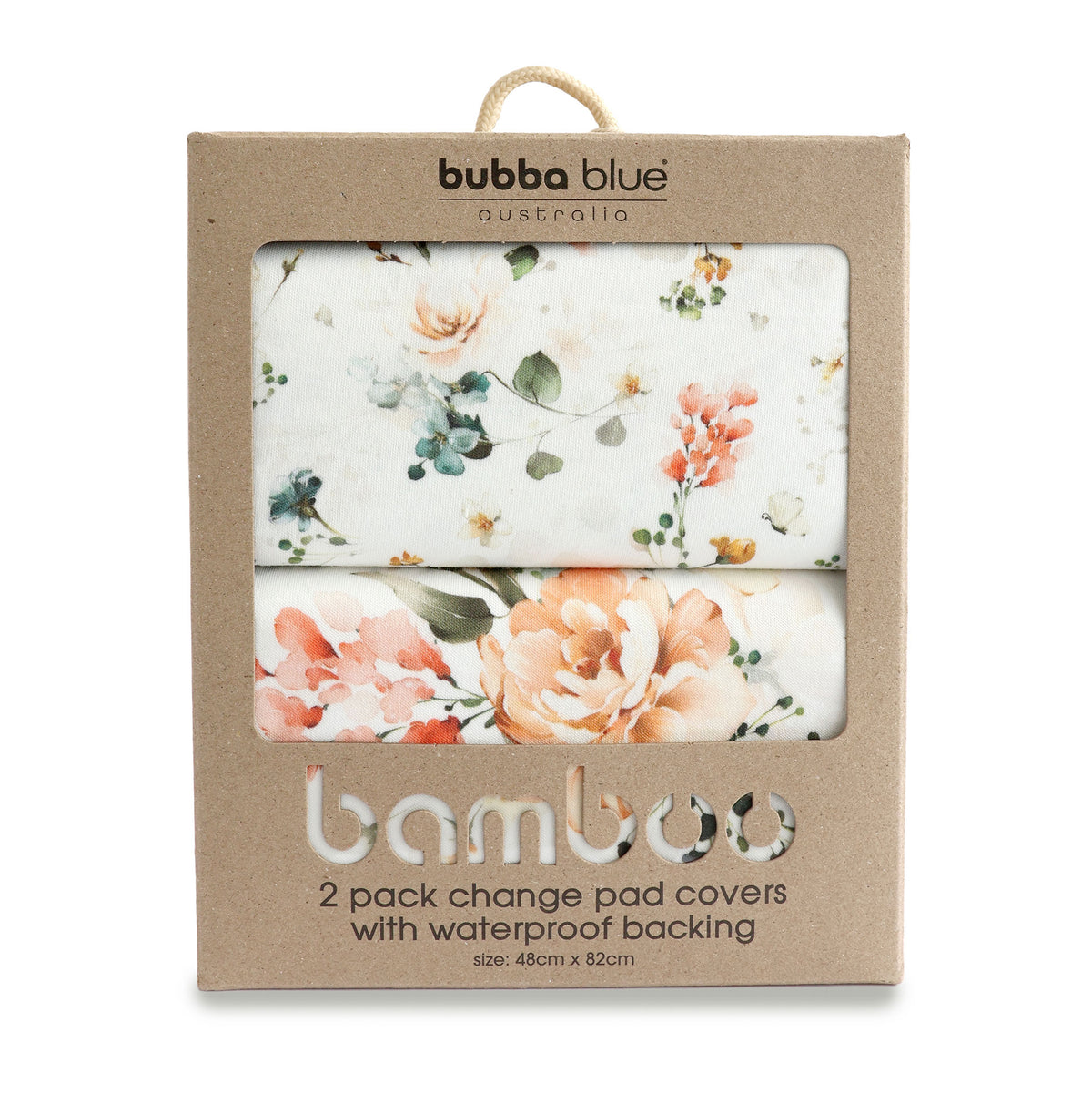 Peonies Bamboo 2pk Waterproof Change Mat Covers - Bubba Blue Australia