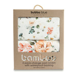 Peonies Bamboo 2pk Waterproof Change Mat Covers - Bubba Blue Australia