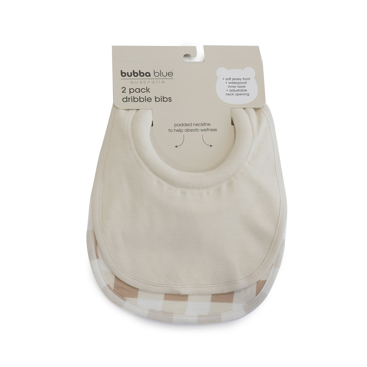 Bubba Sundae 2pk Dribble Bibs - Chestnut - Bubba Blue Australia