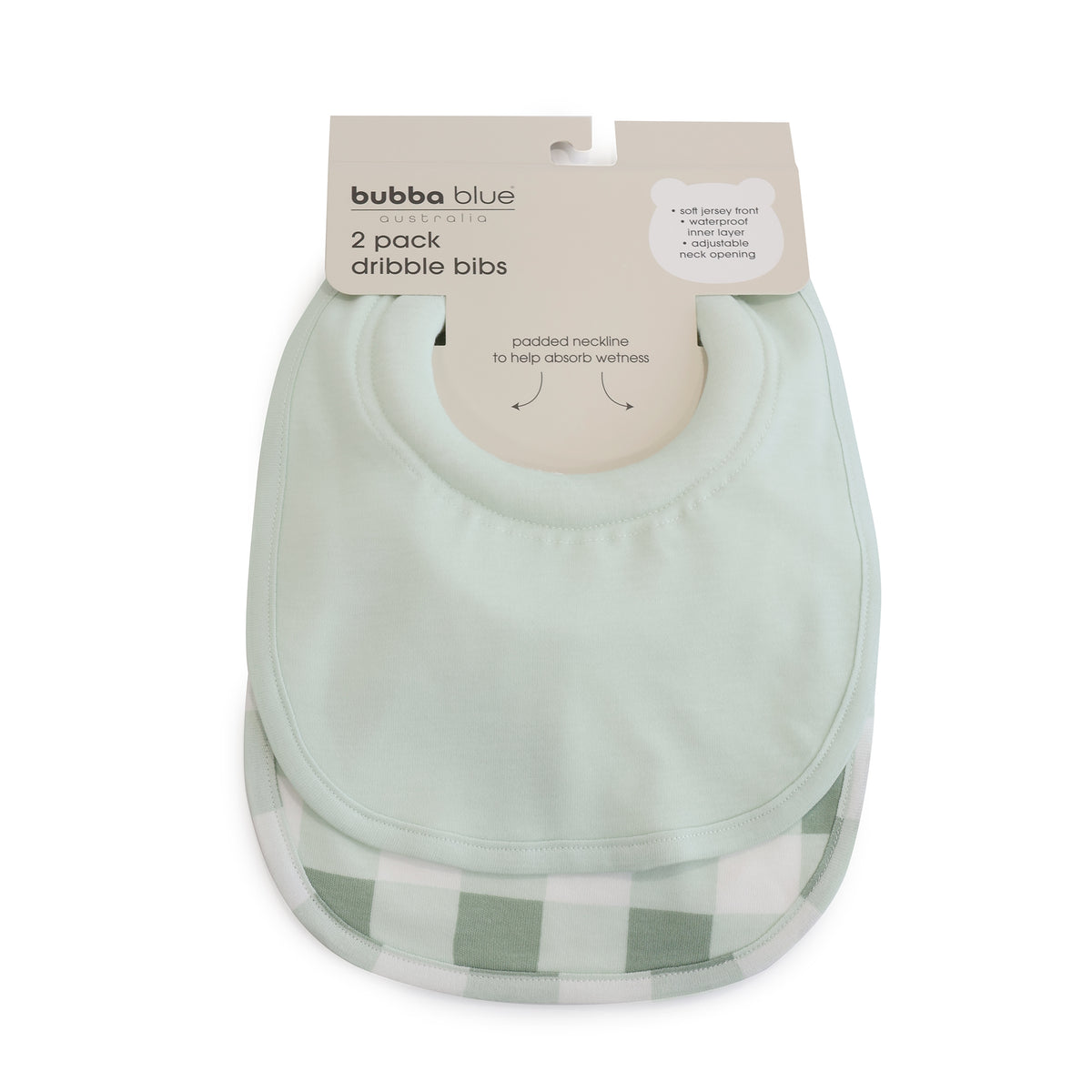 Bubba Sundae 2pk Dribble Bibs - Greentea - Bubba Blue Australia