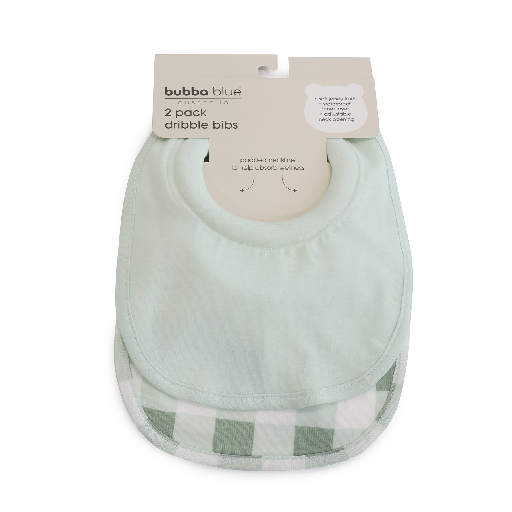 Bubba Sundae 2pk Dribble Bibs - Greentea - Bubba Blue Australia