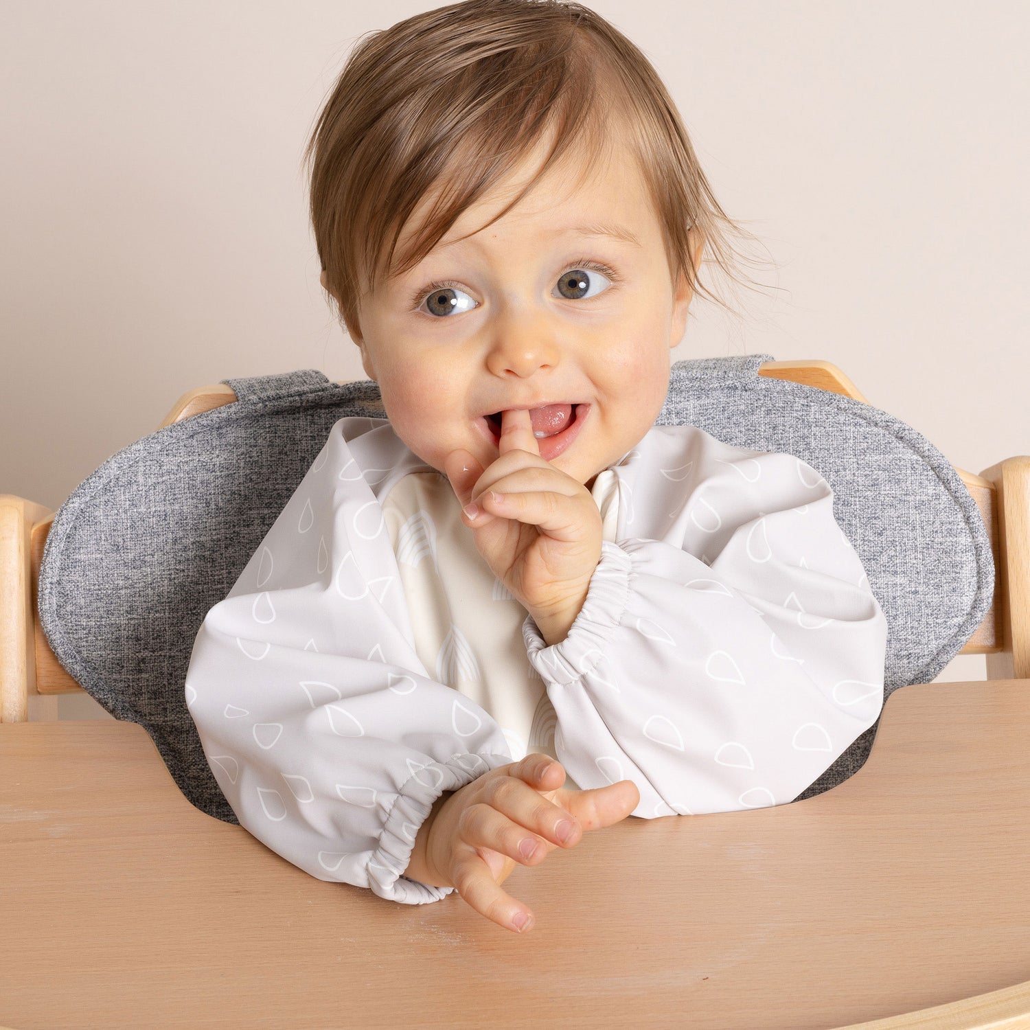 Nordic Smock Bib - Grey/Sand - Bubba Blue Australia