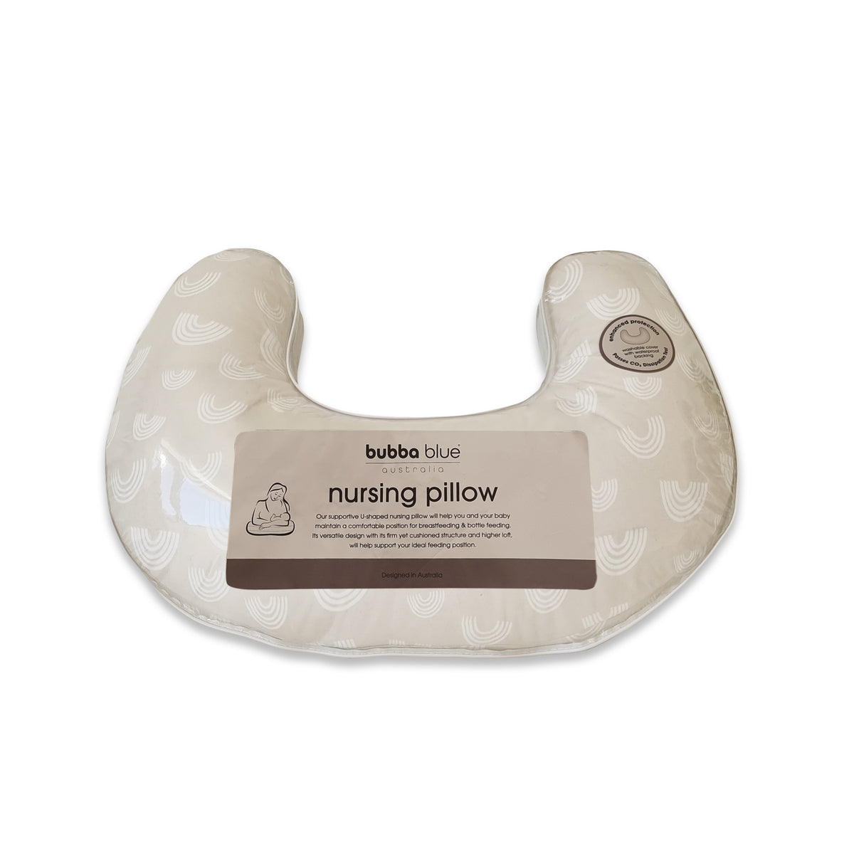 Nordic Nursing Pillow Sand/Grey Plus FREE Bamboo 100 Sheets Nappy Liners - Bubba Blue Australia