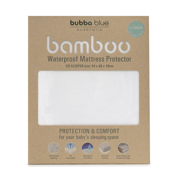 Bamboo White Co-sleeper Waterproof Mattress Protector - Bubba Blue Australia