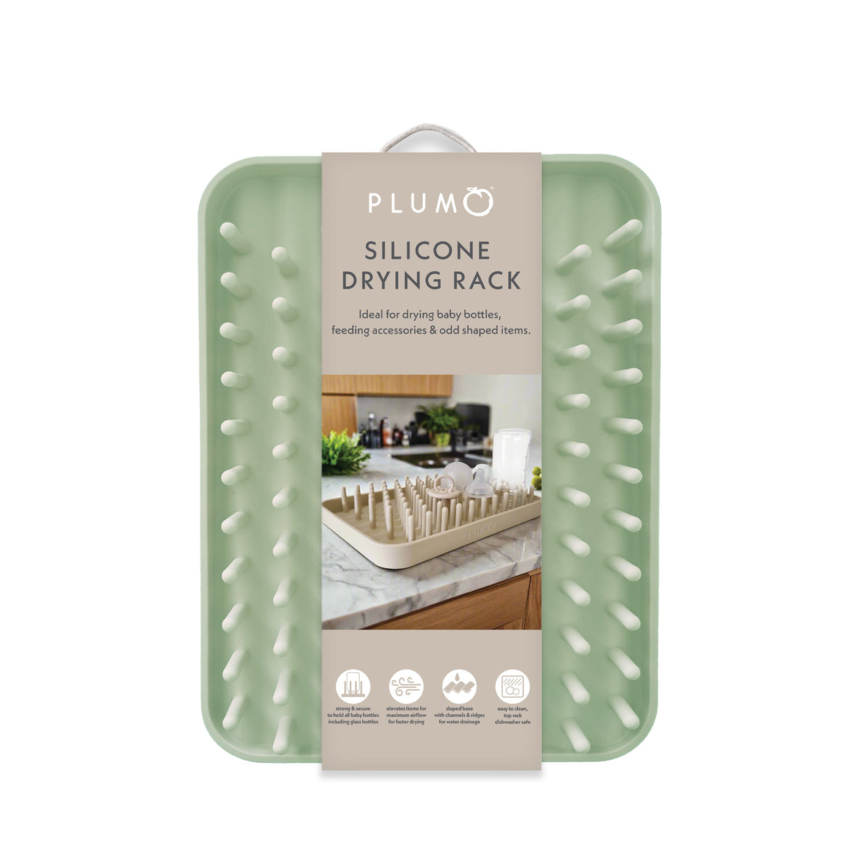 PLUM Hedgehog Silicone Drying Rack - Olive - Bubba Blue Australia