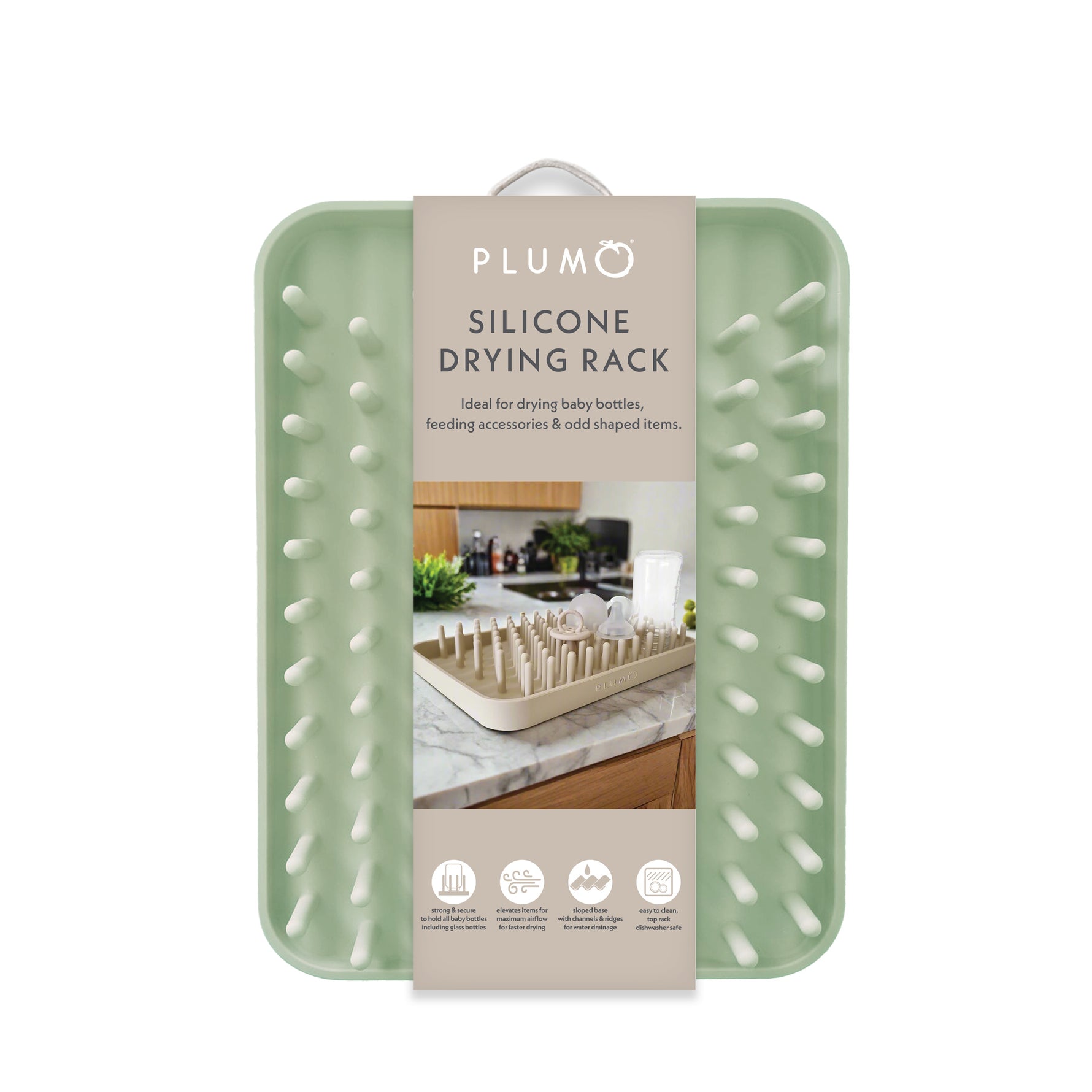 PLUM Hedgehog Silicone Drying Rack - Olive - Bubba Blue Australia