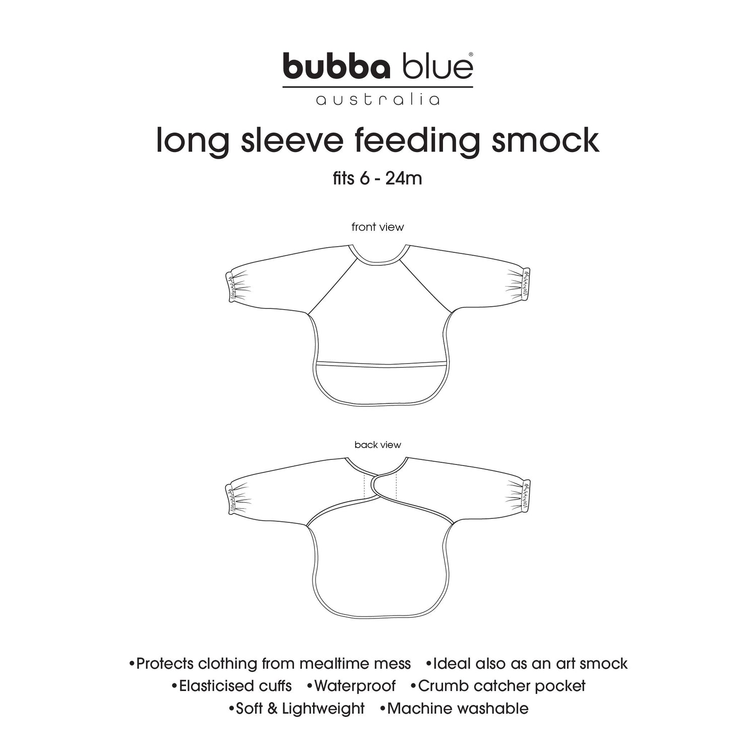 Nordic Smock Bib - Grey/Sand - Bubba Blue Australia