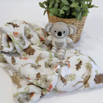 Aussie Animals Koala Muslin Swaddle Wrap and Knit Rattle Toy Gift Set - Bubba Blue Australia