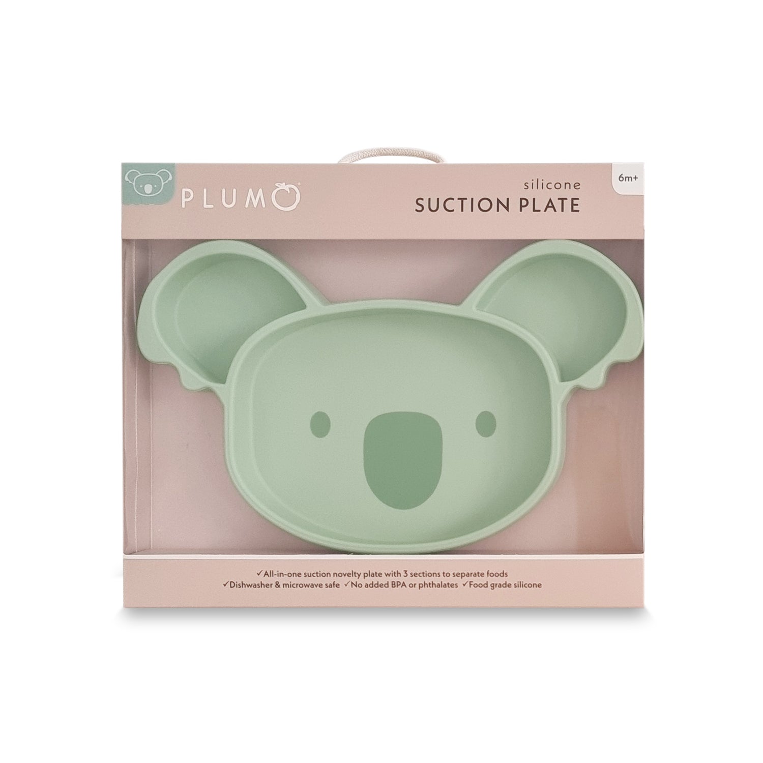 Plum Silicone Suction Koala Plate - Olive - Bubba Blue Australia