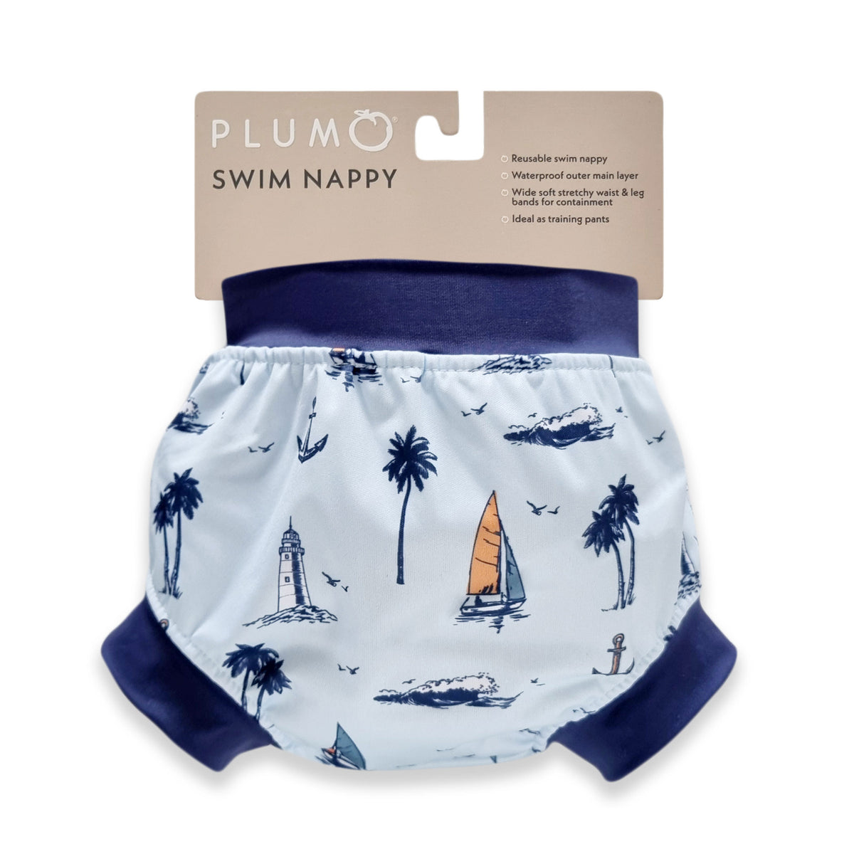 PLUM Swim Nappy - Malibu(Navy) - Bubba Blue Australia