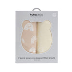 Nordic 2pk Jersey Co Sleeper/Bedside Sleeper Fitted Sheets Vanilla/Latte - Bubba Blue Australia