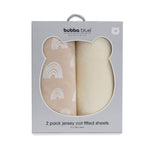 Nordic 2pk Jersey Cot Fitted Sheets Vanilla/Latte - Bubba Blue Australia