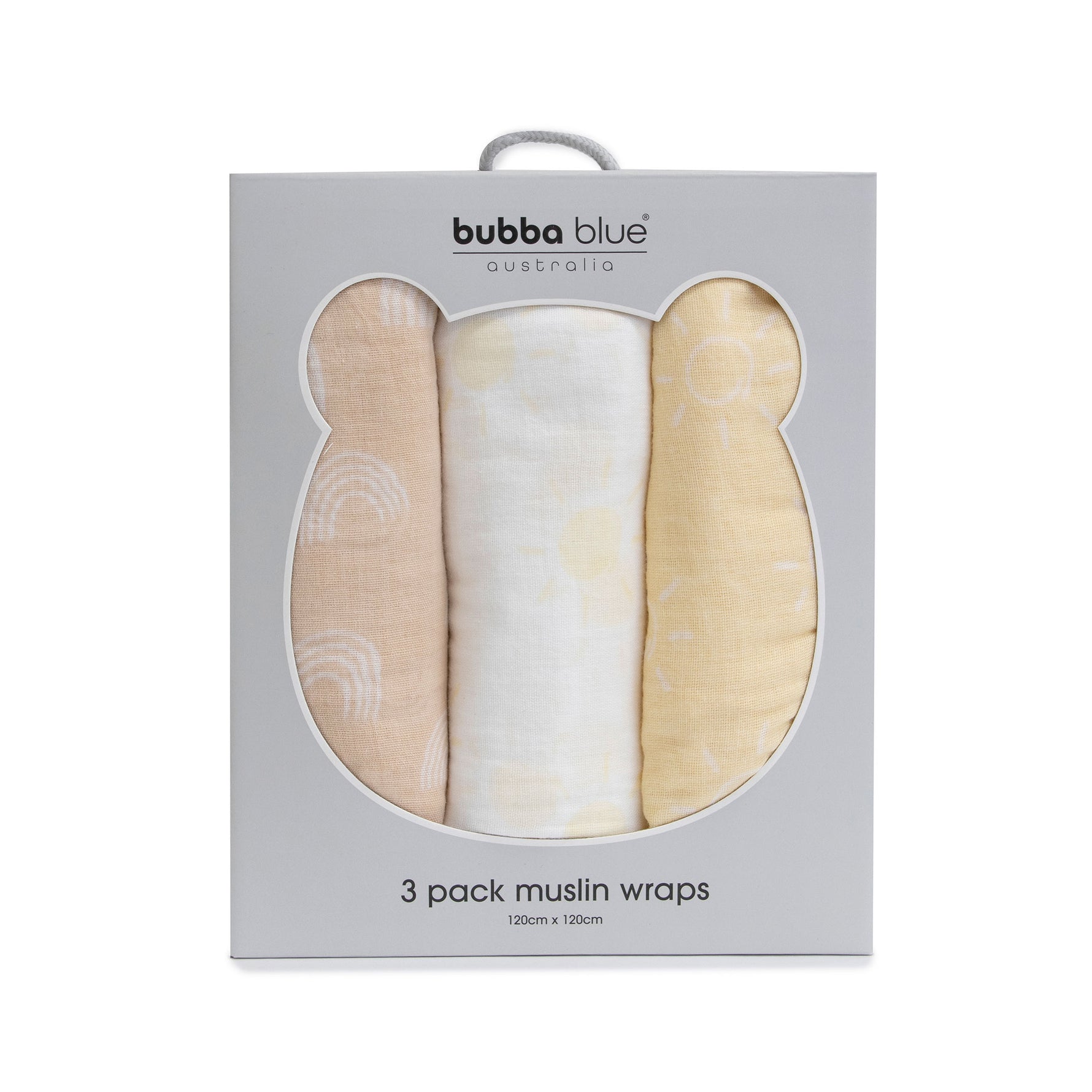 Nordic 3pk Muslin Wraps Vanilla/Latte - Bubba Blue Australia