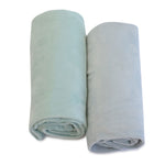 Nordic 2PK Stretchy Velour Cuddle Blankets - Sky/Mint - Bubba Blue Australia