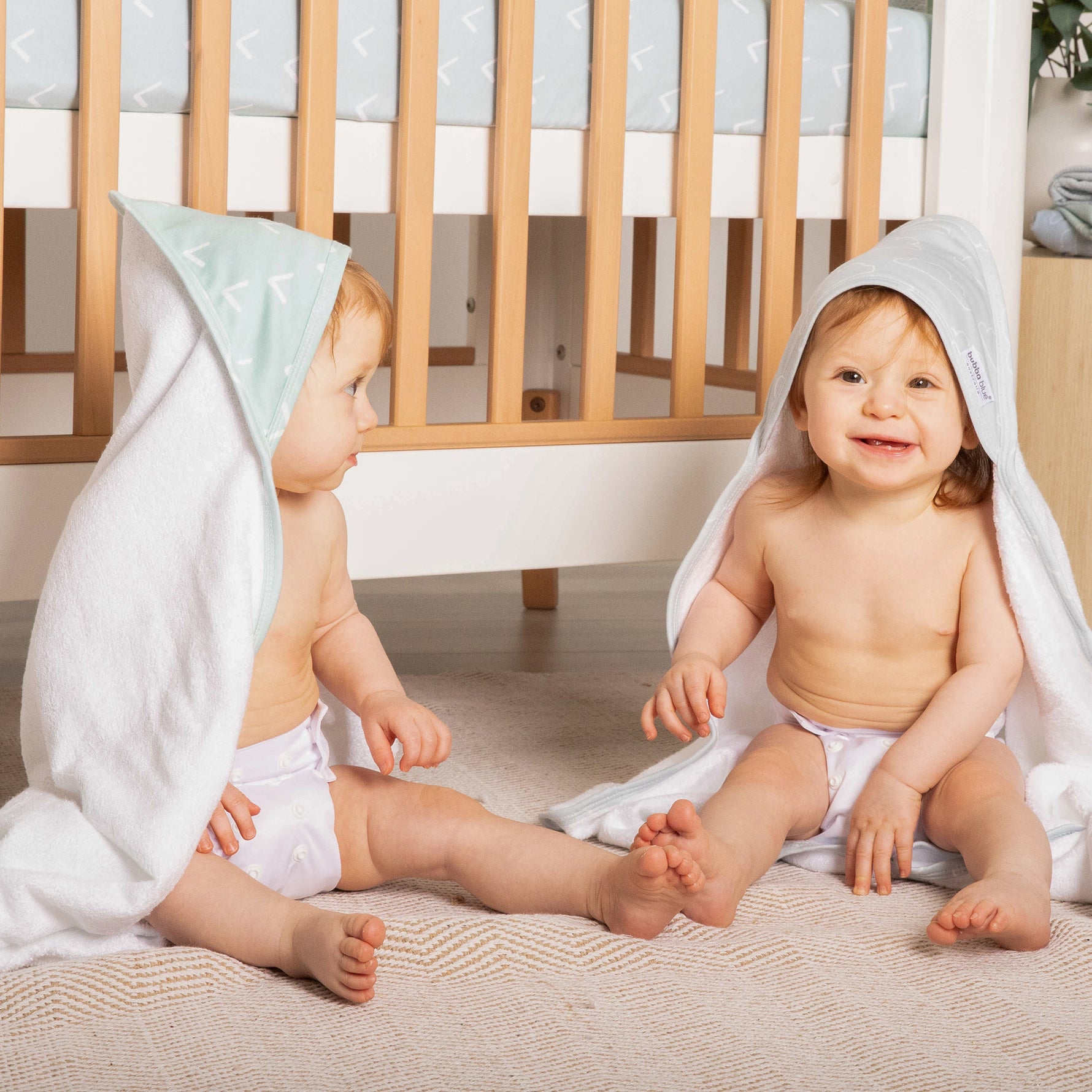 Nordic 2pk Hooded Towel Dusty Sky/Mint - Bubba Blue Australia