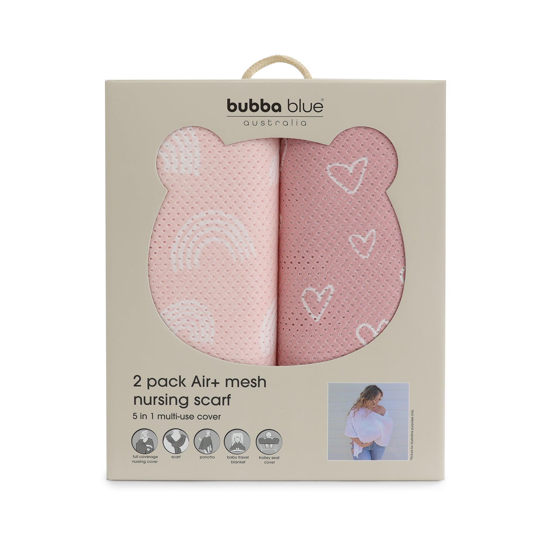 Nordic 2pk AIR+ Mesh Nursing Scarf Berry/Rose - Bubba Blue Australia