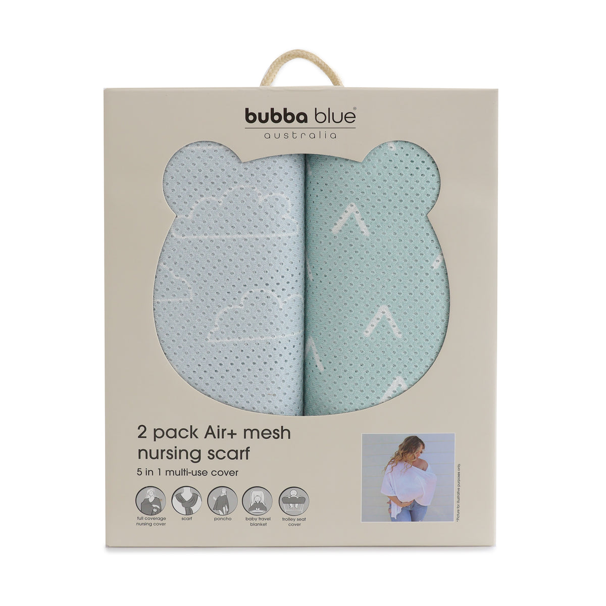 Nordic 2pk AIR+ Mesh Nursing Scarf Sky/Mint - Bubba Blue Australia