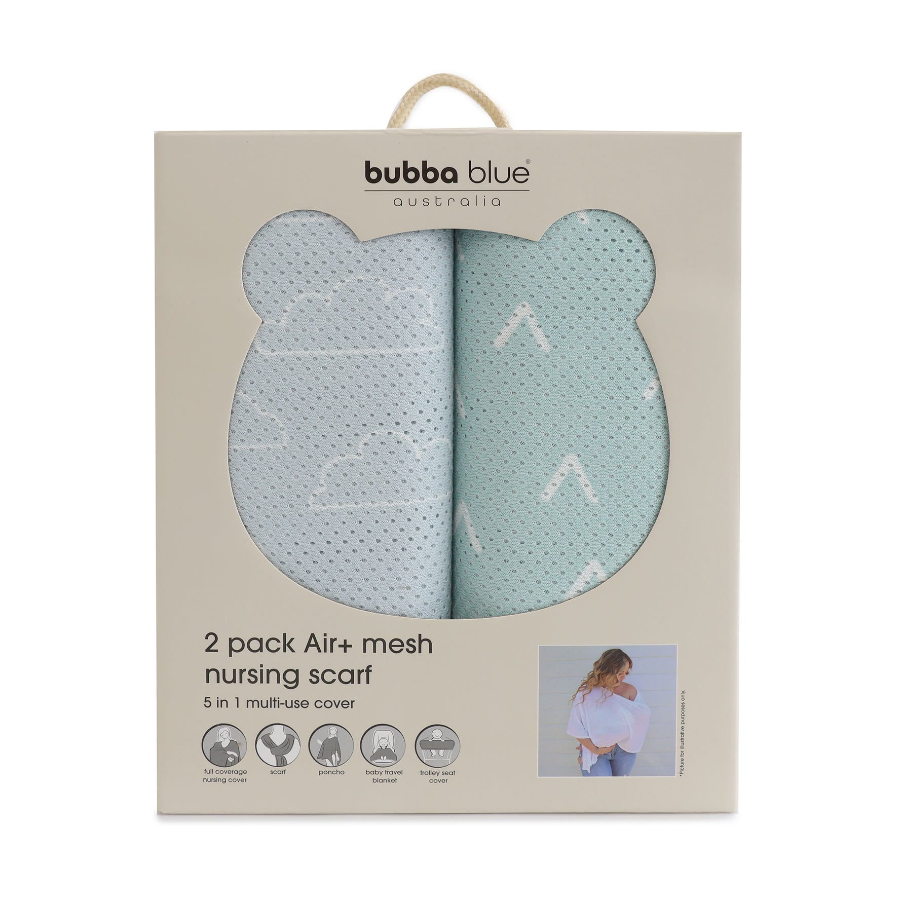 Nordic 2pk AIR+ Mesh Nursing Scarf Sky/Mint - Bubba Blue Australia