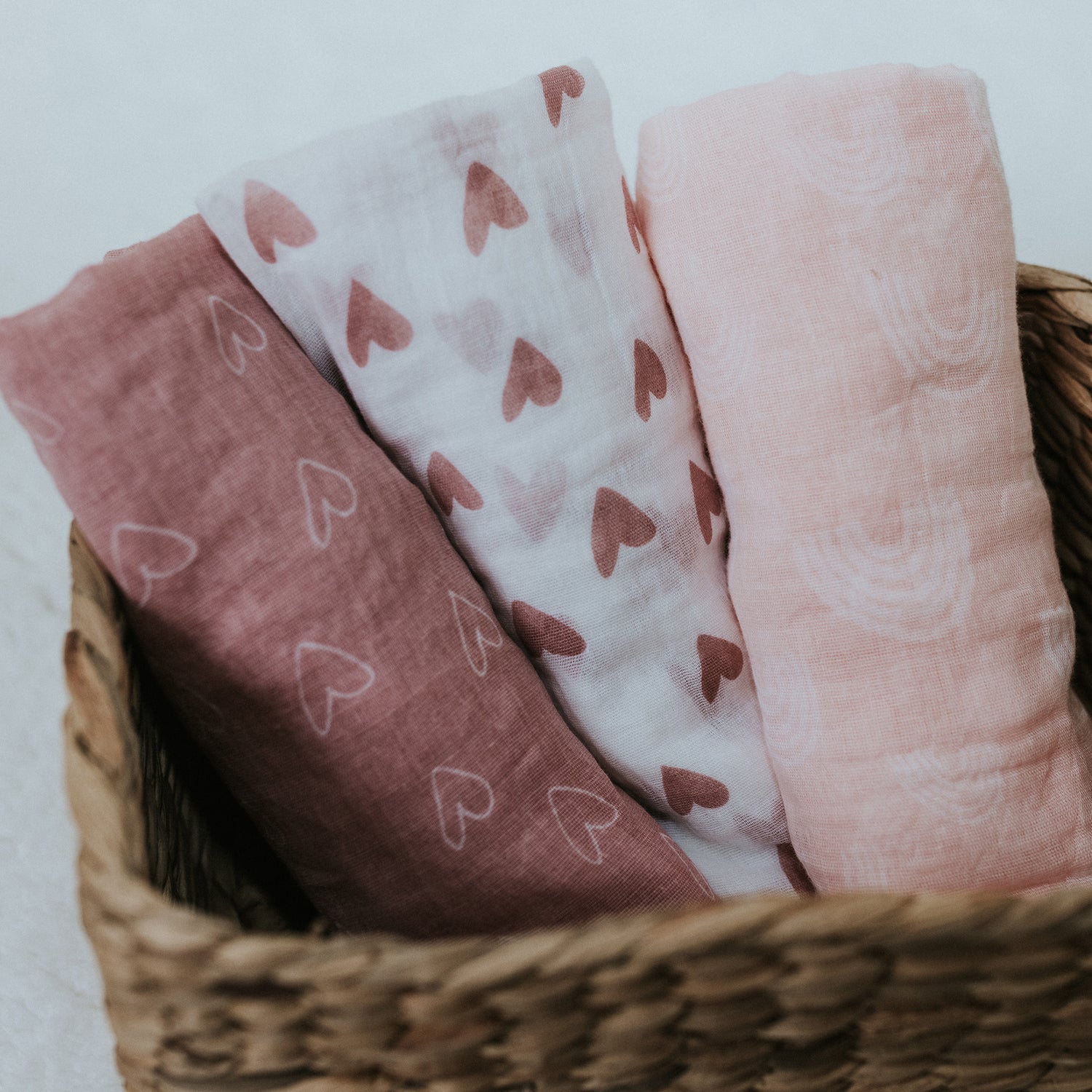 Nordic 3pk Muslin Wraps Dusty Berry/Rose - Bubba Blue Australia