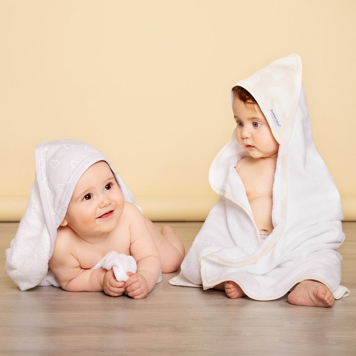 Nordic 2pk Hooded Towels Grey/Sand - Bubba Blue Australia